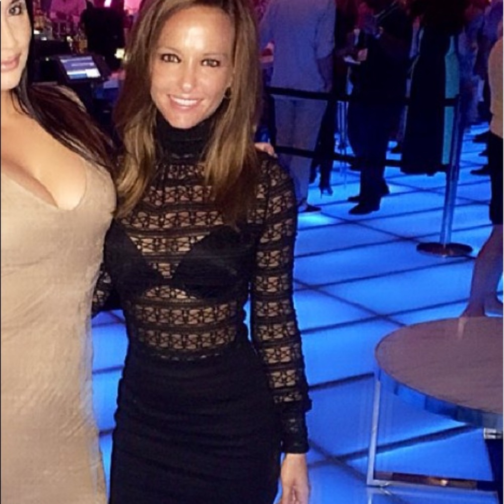 Turtleneck laced see through top black